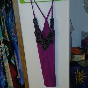 Elegant Purple Beaded Dress